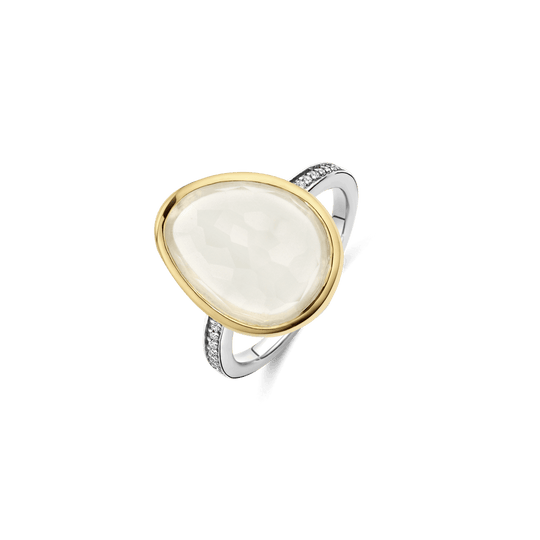 Milano Mother Of Pearl Stone Ring - Gold/Silver - 12386MW