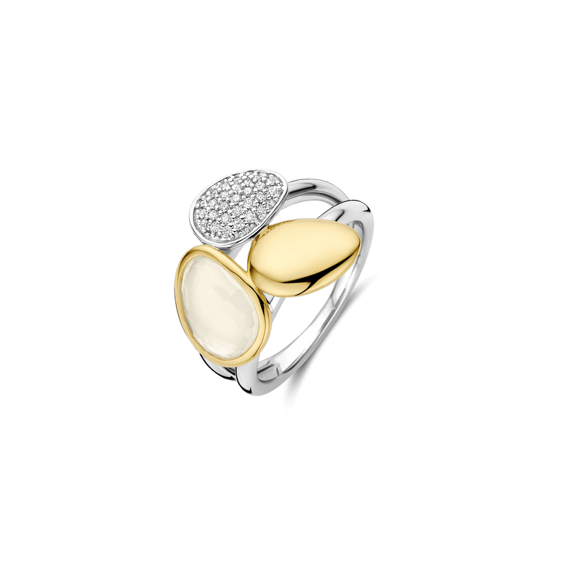 Milano Modern Mother Of Pearl Stone Ring - Gold/Silver - 12387MW