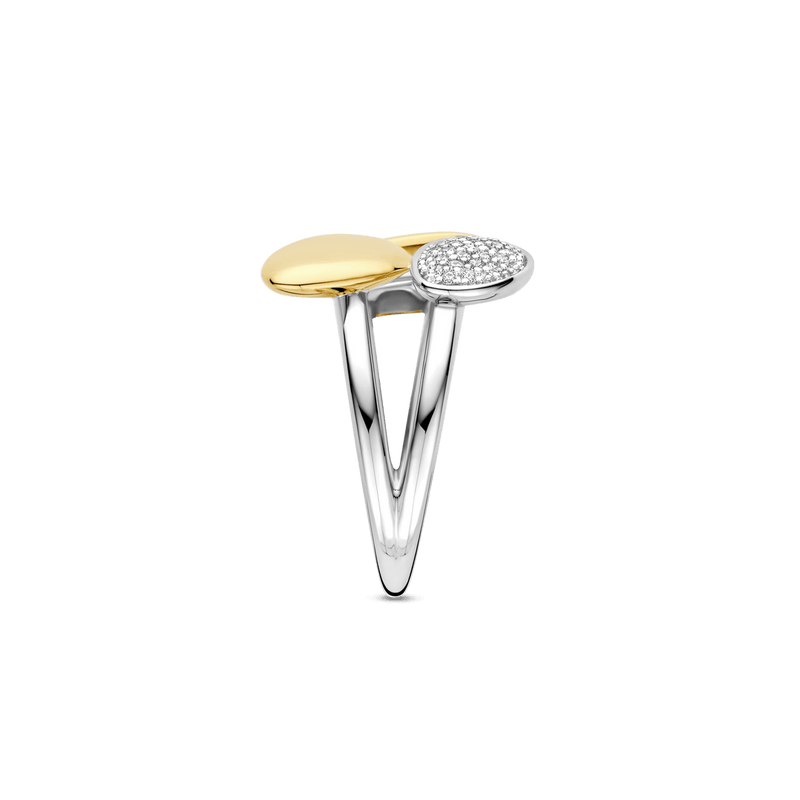 Milano Modern Mother Of Pearl Stone Ring - Gold/Silver - 12387MW