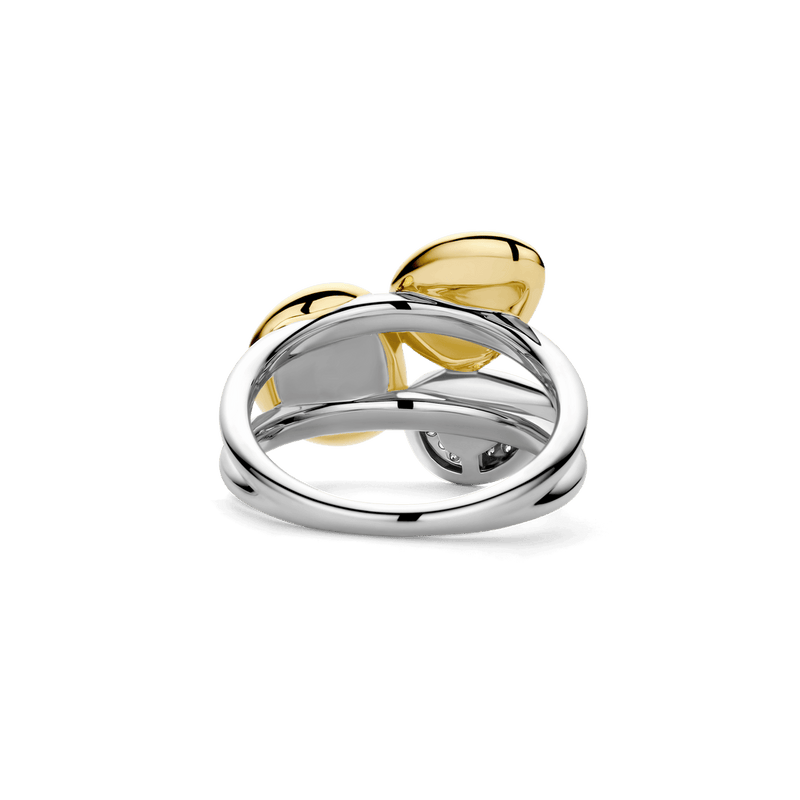 Milano Modern Mother Of Pearl Stone Ring - Gold/Silver - 12387MW
