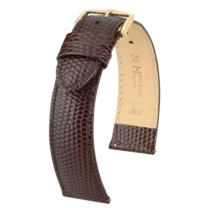 Rainbow Lizard Embossed Leather Watch Strap NQR, Medium, 15mm Wide - Brown - 12302610-1-15-GB