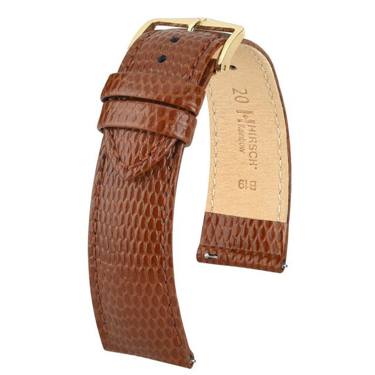 Rainbow Lizard Embossed Leather Watch Strap QR, Medium, 20mm Wide - Golden Brown - 12302670-1-20-GB