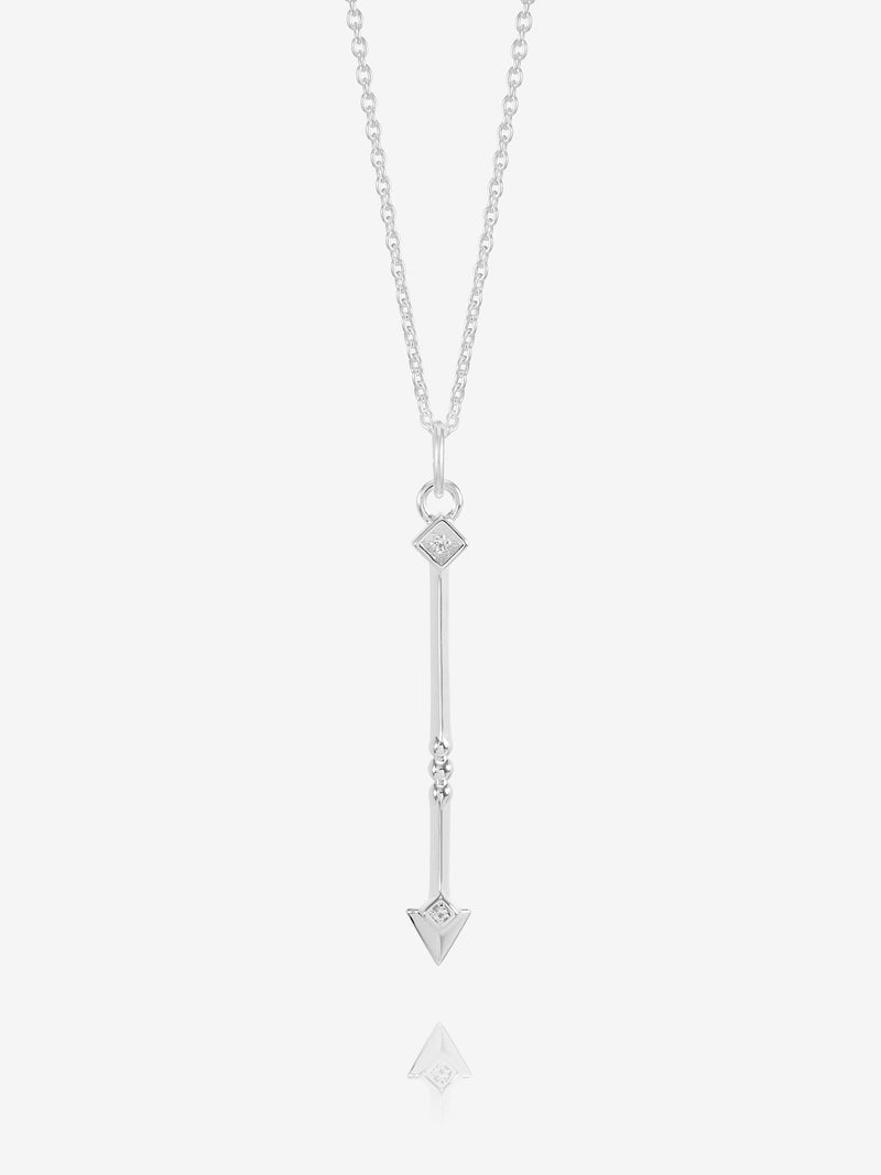 White Topaz North Star Arrow Necklace - Silver - NSN5S