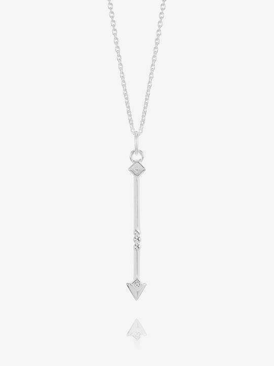 White Topaz North Star Arrow Necklace - Silver - NSN5S
