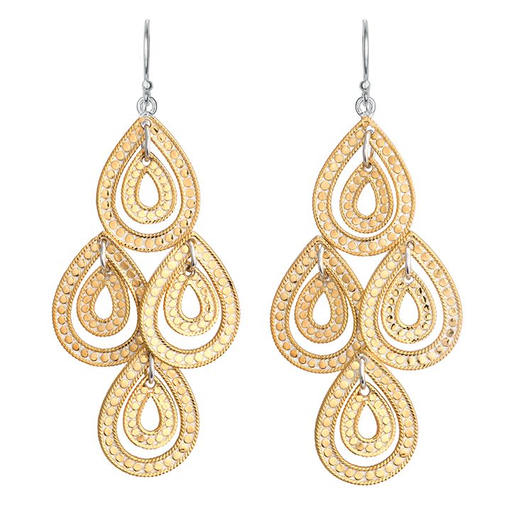 Double Teardrop Chandelier Earrings - Gold - 136EGS-GLD