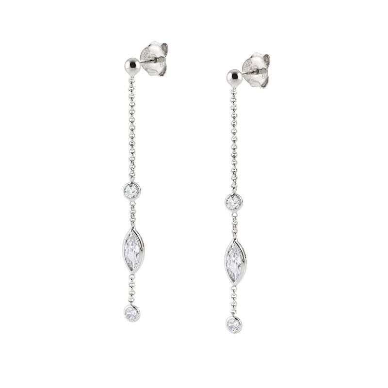 Bella Drop Earrings with Oval CZ - Silver - 142688/008