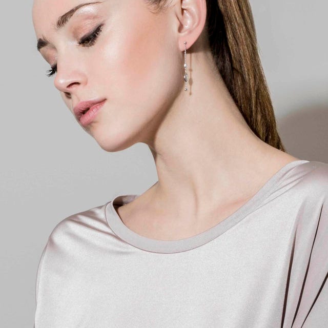 Bella CZ Drop Earrings, Rhombus - Silver - 142688/005