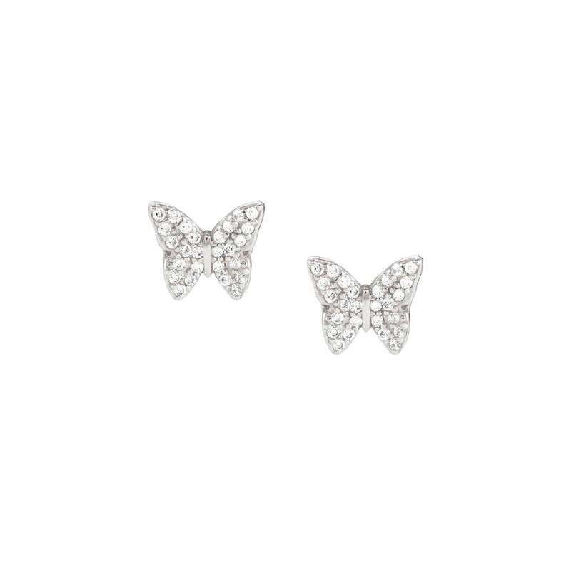 Sweetrock CZ Butterfly Stud Earrings - Silver - 148042/040