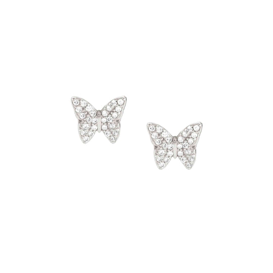 Sweetrock CZ Butterfly Stud Earrings - Silver - 148042/040