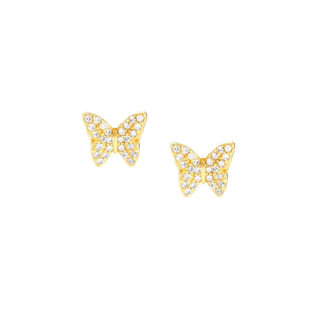 Sweetrock CZ Butterfly Stud Earrings - Gold - 148042/042