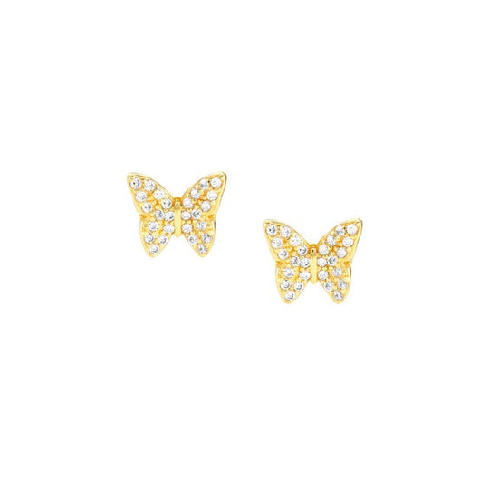 Sweetrock CZ Butterfly Stud Earrings - Gold - 148042/042