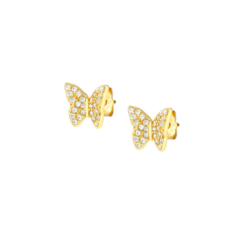 Sweetrock CZ Butterfly Stud Earrings - Gold - 148042/042