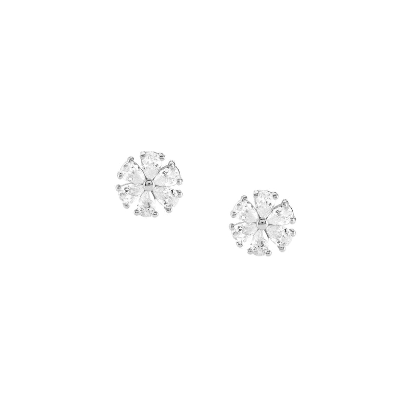 Sweetrock CZ Flower Stud Earrings - Silver - 148042/043