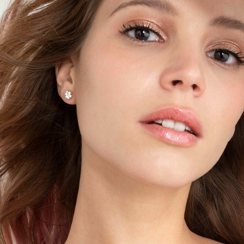 Sweetrock CZ Flower Stud Earrings - Silver - 148042/043