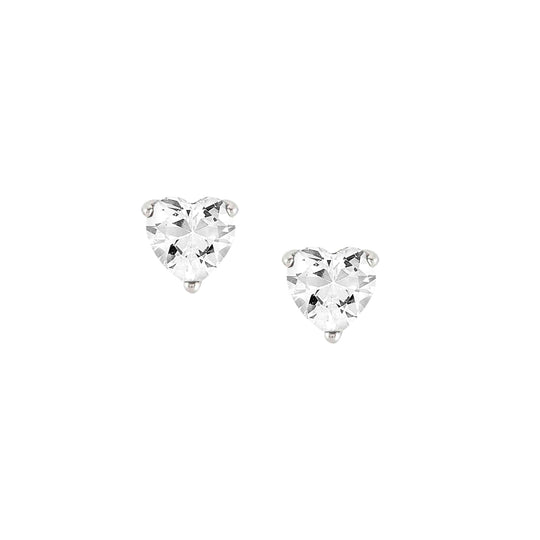 Sweetrock CZ Heart Stud Earrings - Silver - 148048/010