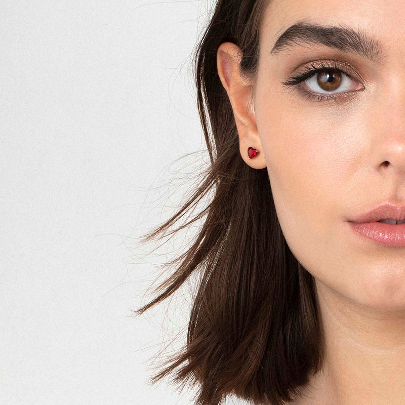 Sweetrock CZ Heart Stud Earrings - Silver - 148048/010