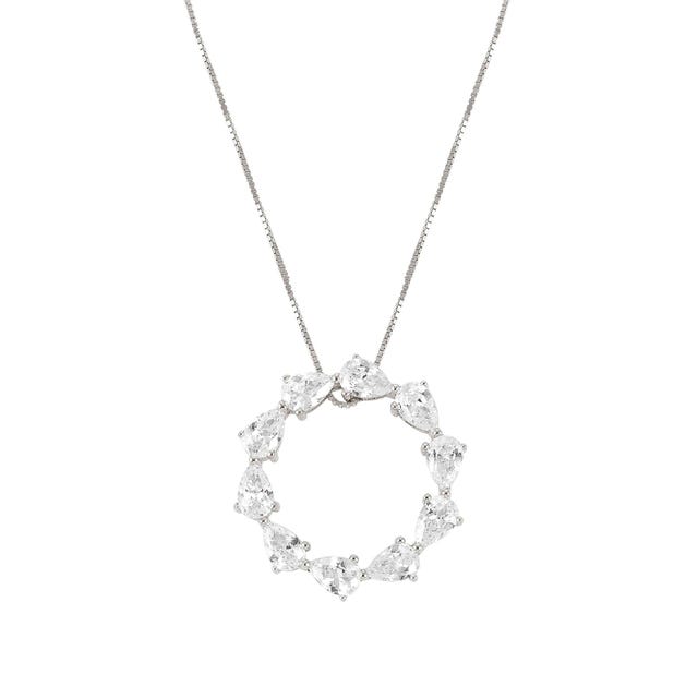 Colour Wave Necklace With Circular Pendant - Silver - 149812/001