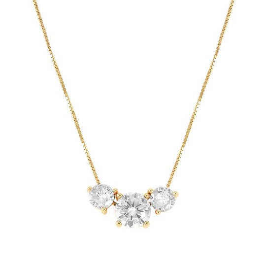 Colour Wave 3 Stone Necklace - Gold - 149820/012