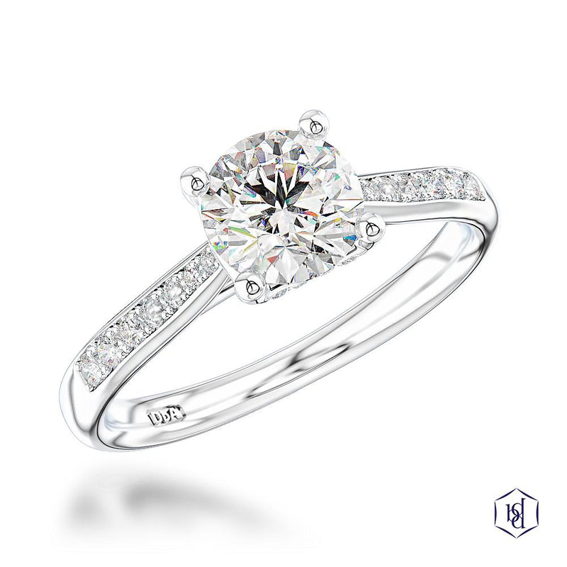 Platinum Memoire Aura Round Brilliant Cut Diamond Engagement Ring - 0.64ct