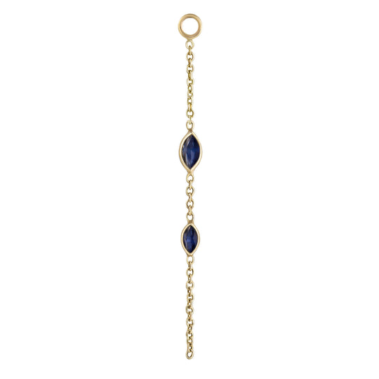 Sapphire Double Marquise Chain Plaque - 9ct Yellow Gold - CH-DBL-MQ-BSAP
