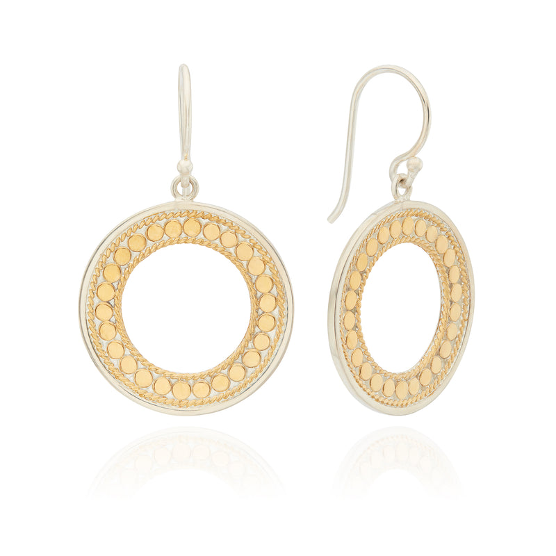 Classic Open Circle Drop Earrings - Gold/Silver - 1603-EGG-TWT