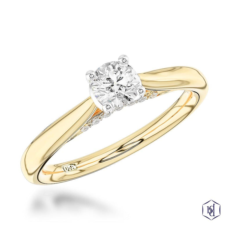 18ct Yellow Gold Round Brilliant Cut Diamond Engagement Ring - 0.38ct