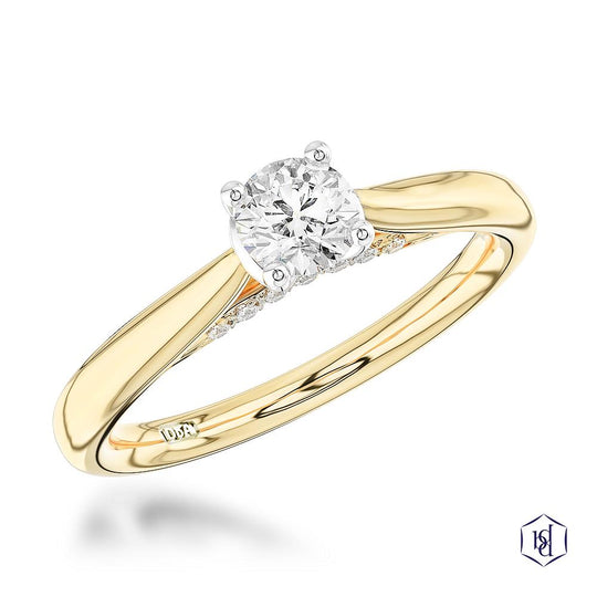 18ct Yellow Gold Round Brilliant Cut Diamond Engagement Ring - 0.38ct
