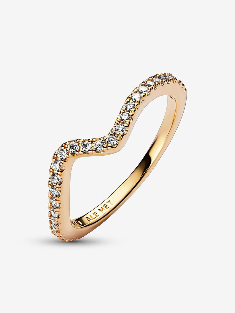 Sparkling Wave Ring - 14ct Gold Plated - 162539C01