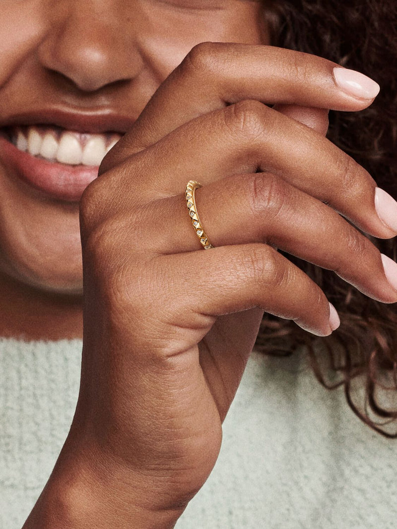 Pyramid Studded Ring - 14ct Gold Plated - 162800C01