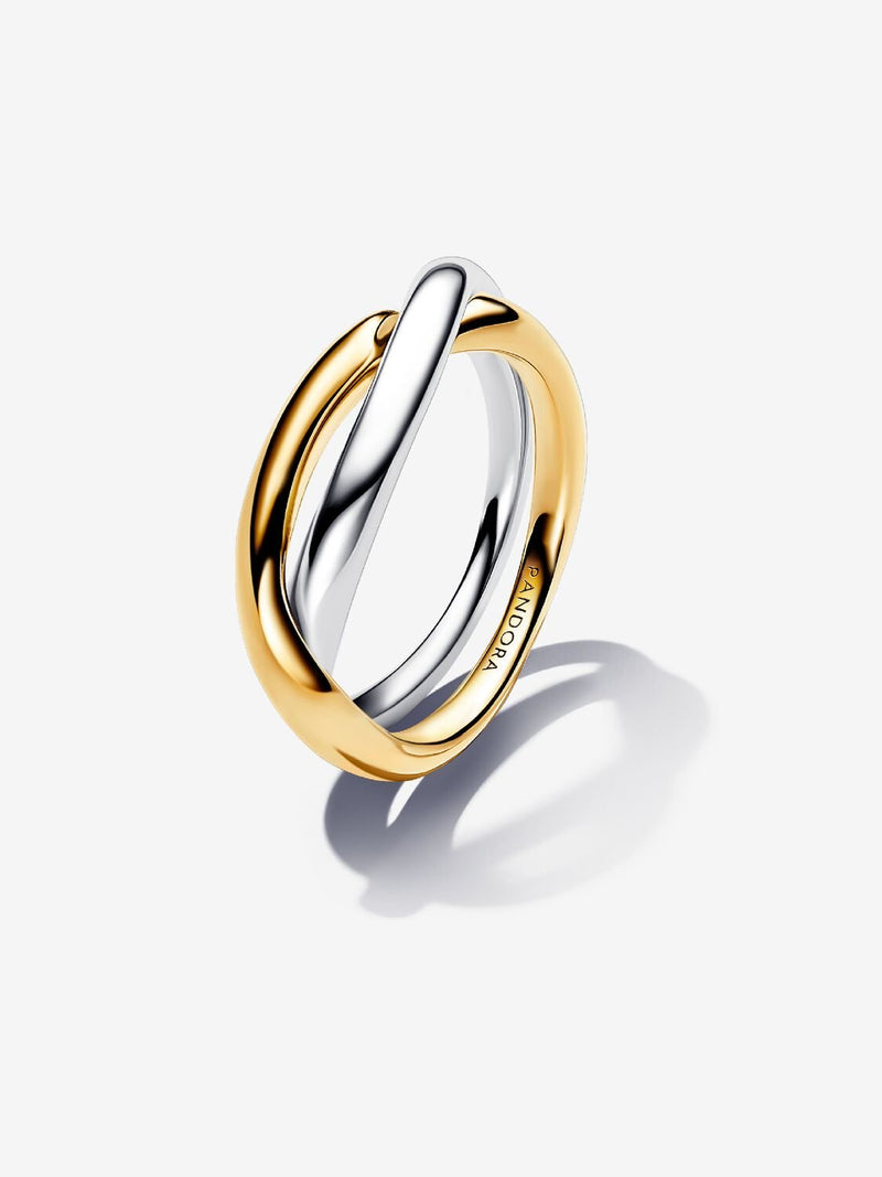 Two-tone Entwined Bands Ring - Sterling Silver & 14ct Gold Plated - 163262C00