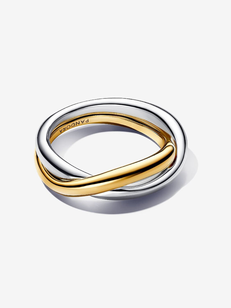 Two-tone Entwined Bands Ring - Sterling Silver & 14ct Gold Plated - 163262C00