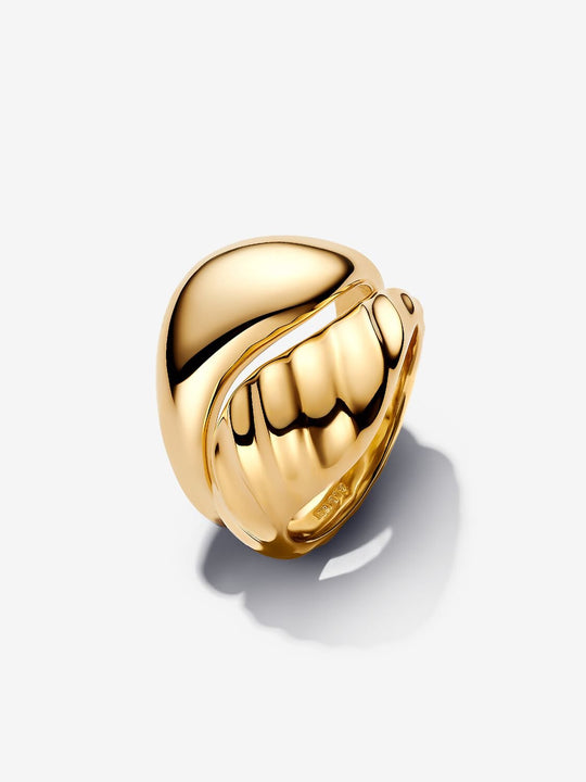 Rippled Stacking Ring Set - 14ct Gold Plated - 163832C00