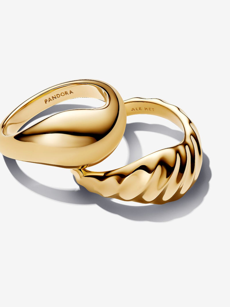 Rippled Stacking Ring Set - 14ct Gold Plated - 163832C00
