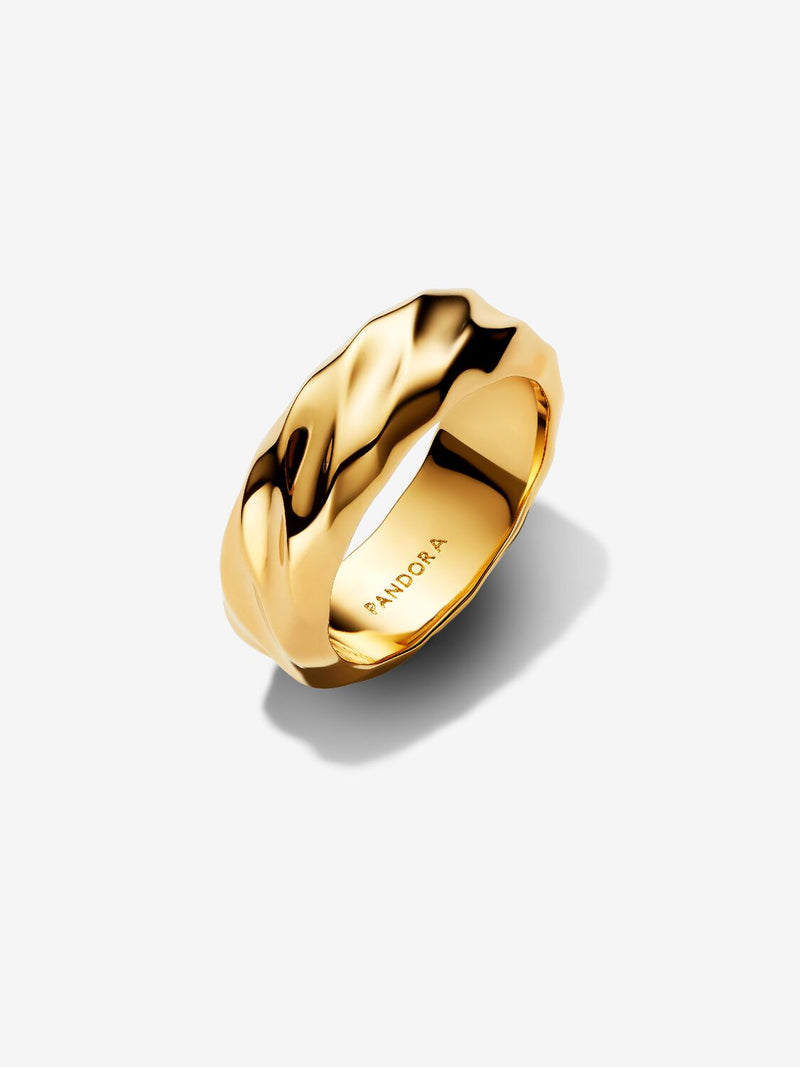 Rippled Wide Band Ring - 14ct Gold Plated - 163886C00