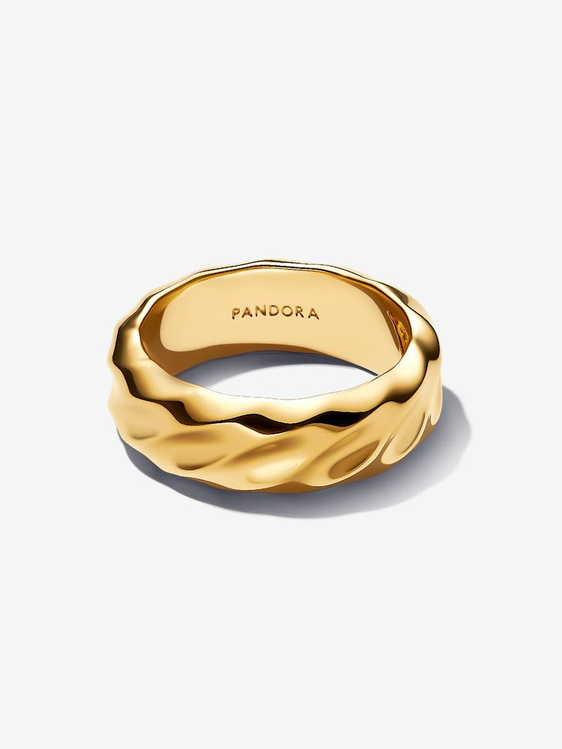 Rippled Wide Band Ring - 14ct Gold Plated - 163886C00