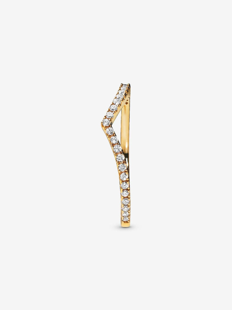 Sparkling Wishbone Ring - 14ct Gold Plated - 168758C01