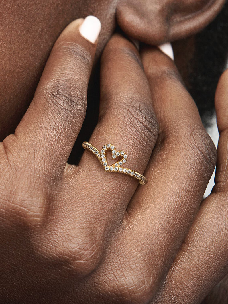 Wish Sparkling Heart Ring - 14ct Gold Plated - 169302C01