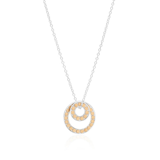 Classic Double Floating "O" Necklace - Gold/Silver - 16KG-TWT