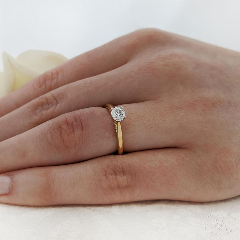 18ct Yellow Gold Round Brilliant Cut Diamond Engagement Ring - 0.38ct