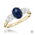 Three Stone Florentine Oval Sapphire Ring - 1.00ct - 18ct Yellow Gold