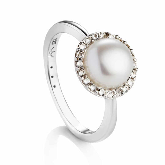 Amberley Cluster Pearl Ring, Size L - Silver - 1802337