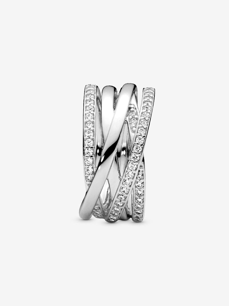 Sparkling & Polished Lines Ring - Sterling Silver - 190919CZ