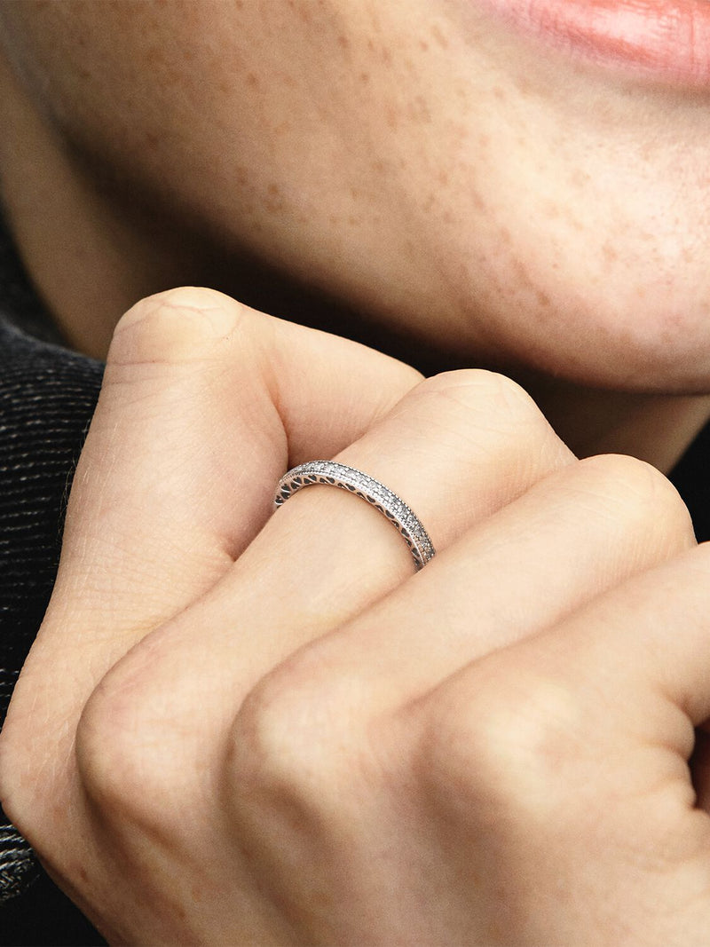 Sparkle & Hearts Ring - Sterling Silver - 190963CZ