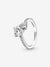 Double Heart Sparkling Ring - Sterling Silver - 191198C01