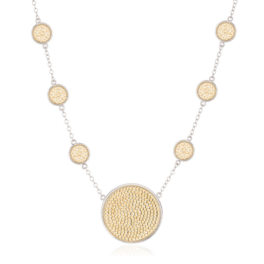 Classic Large Station Collar Necklace - Gold/Silver - 191NGG-TWT