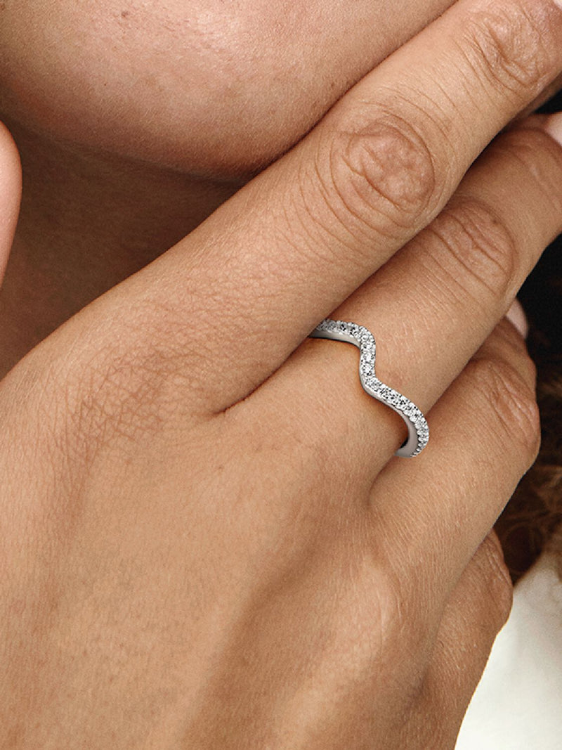 Sparkling Wave Ring - Sterling Silver - 192539C01