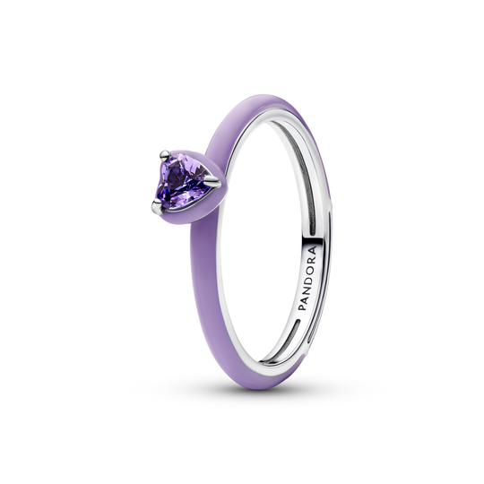 Heart Purple Crystal Ring - Sterling Silver - 193088C04