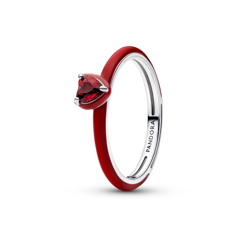 Heart Red Crystal Ring - Sterling Silver - 193088C05