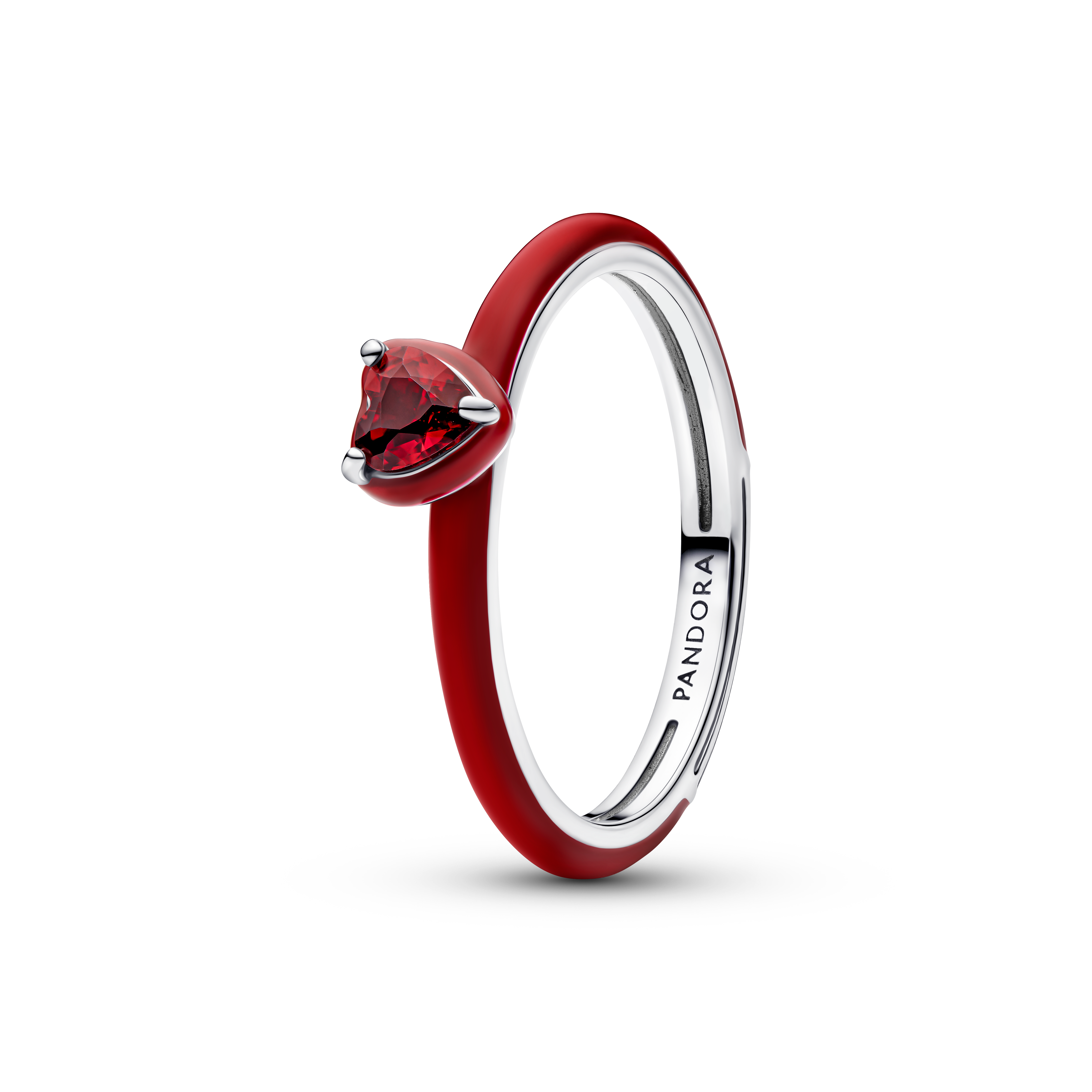 Pandora Heart Red Crystal Ring - Sterling Silver - 193088C05