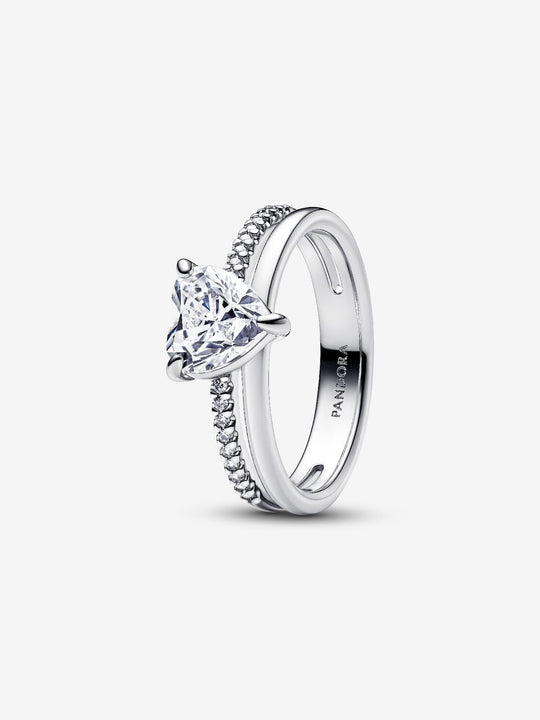 Double Band Heart Ring - Sterling Silver - 193100C01